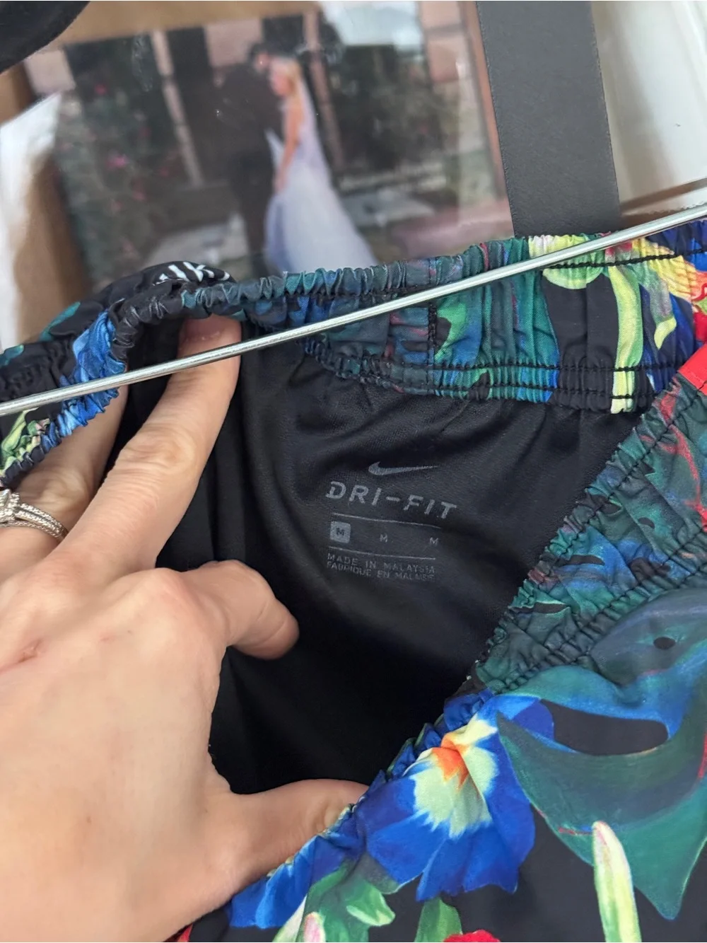 Nike Dri-FIT Tempo tropical floral parrot print running shorts workout colorful
